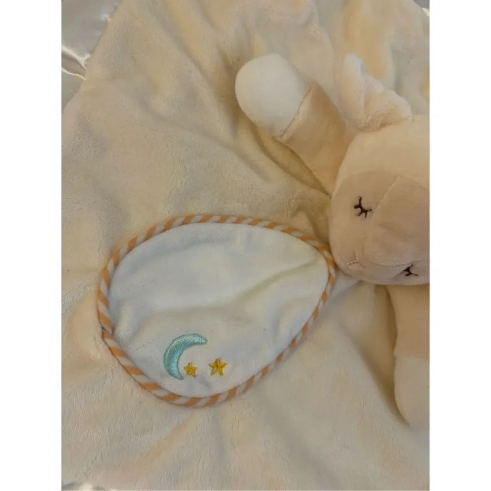 Douglass baby cuddle toy lamb plush security blanket‎ silky cream color 15x14